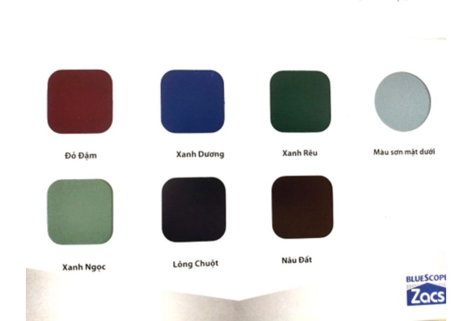 Bảng màu tôn Zacs và tôn Hoa Sen